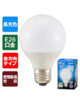 LED電球 ボール球形(60形相当/750lm/昼光色/E26/全方向配光240°/密閉形器具対応) 4971275635982