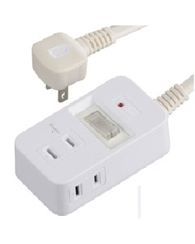 発煙ガードスイッチ・雷ガード付安全タップ(3個口/2m/ホワイト) 4971275053458