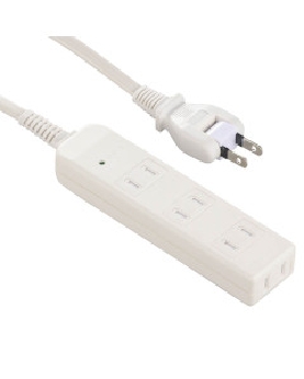 雷ガード・シャッター付 安全タップ(4個口/3m/ホワイト) 4971275050310