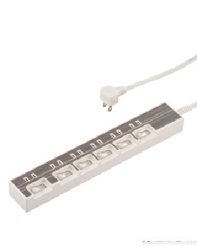 個別スイッチ付節電タップ(6個口/1.5m/木目調グレー系)