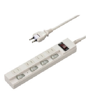 雷ガード・ブレーカー・シャッター・個別スイッチ付 節電タップ(4個口/2m/ホワイト) 4971275069299