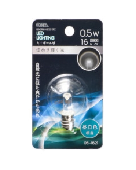 LEDミニボール球(装飾用/0.5W/16lm/クリア昼白色/G30/E12) 4971275646216