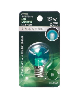 LEDミニボール球(装飾用/1.2W/8lm/クリア緑色/G30/E17) 4971275646384