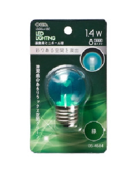 LEDミニボール球(装飾用/1.4W/8lm/クリア緑色/G40/E26) 4971275646841