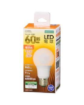 LED電球(60形相当/840lm/電球色/E26/全方向配光280°/密閉形器具対応) 4971275644571