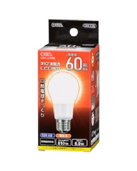 LED電球(60形相当/Ra84/810lm/電球色/E26/全方向配光310°/密閉形器具対応) 4971275637597