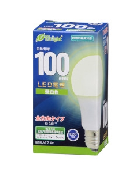LED電球(100形相当/1558lm/12.4W/昼白色/E26/全方向配光240°/密閉形器具対応) 4971275643475