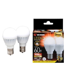 【2個セット】LED電球 E17 広配光 60形相当 電球色 4967576408158