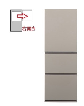 【右開き】冷蔵庫 3ドア 326L 4549980788288