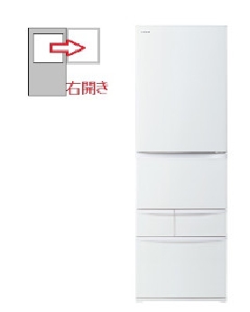 【右開き】5ドア 411L 冷蔵庫 4904530132285