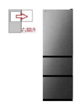 【右開き】冷蔵庫 3ドア 375L 4549873214207